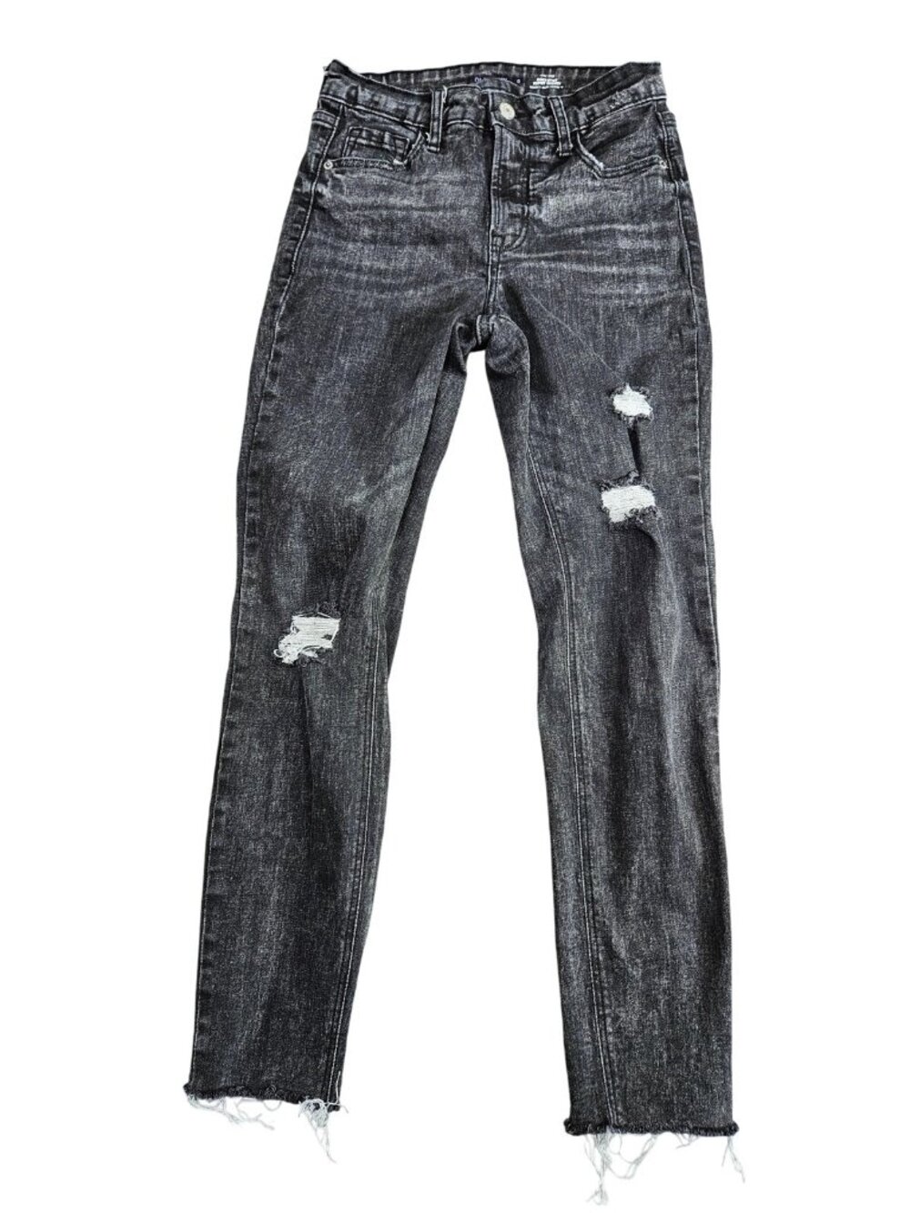 Old‎ Navy High Rise Rockstar Super Skinny Jeans Womens 0 Charcoal Distressed